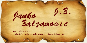 Janko Balzamović vizit kartica